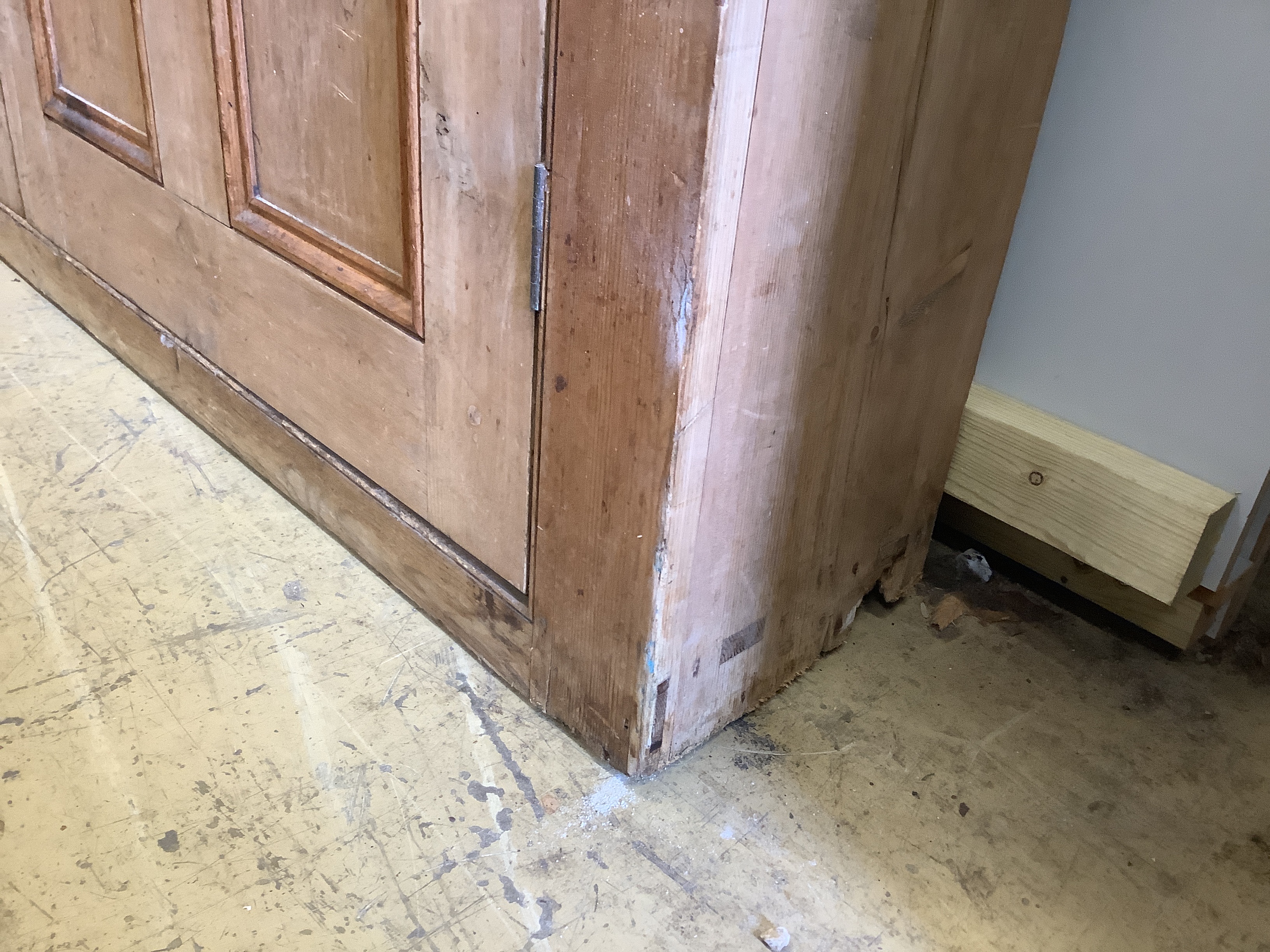 A Victorian pine household cupboard, width 107cm, depth 32cm, height 183cm